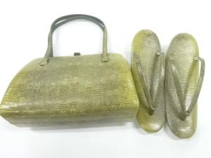 抽象模様和装バッグ・草履セット（草履23.5センチ）